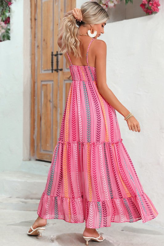Tassel Tie V-Neck Surplice Maxi Dress