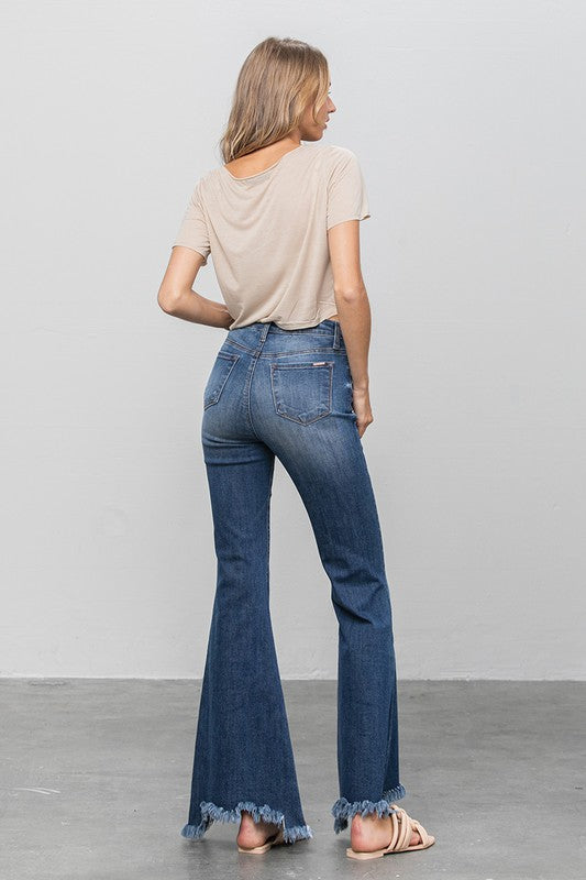 Button Down Wide Flare Jeans