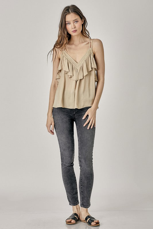 Trim Detail with Ruffle Cami Top