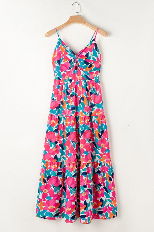 Twisted Smocked Back Tiered Maxi Dress