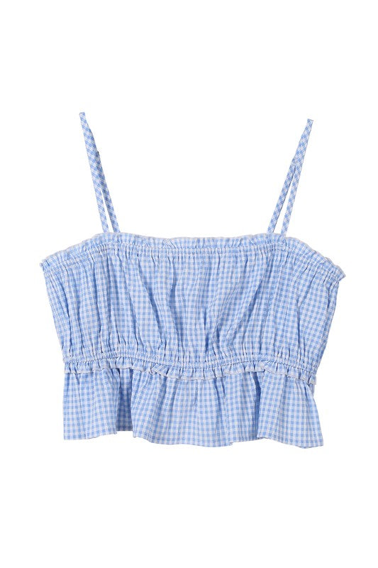 Blue Gingham Tank Top