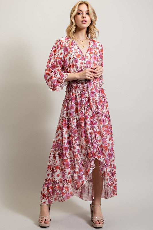 Bohemian Floral High Low Maxi Dress